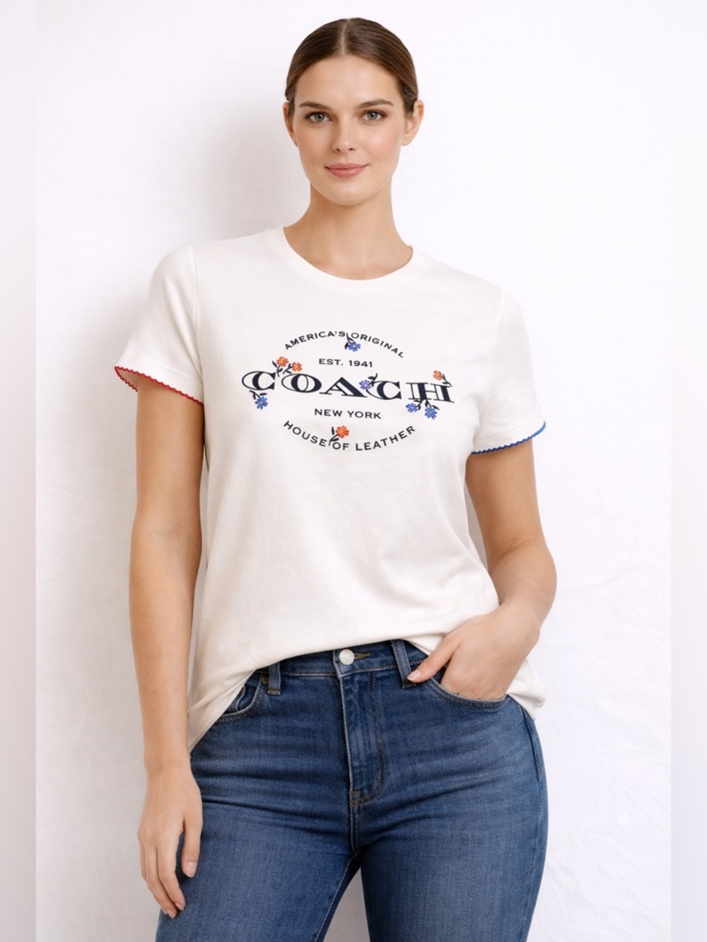 Coach Cream Floral Logo Tee | Classic Logo | Soft Luxe Casual
